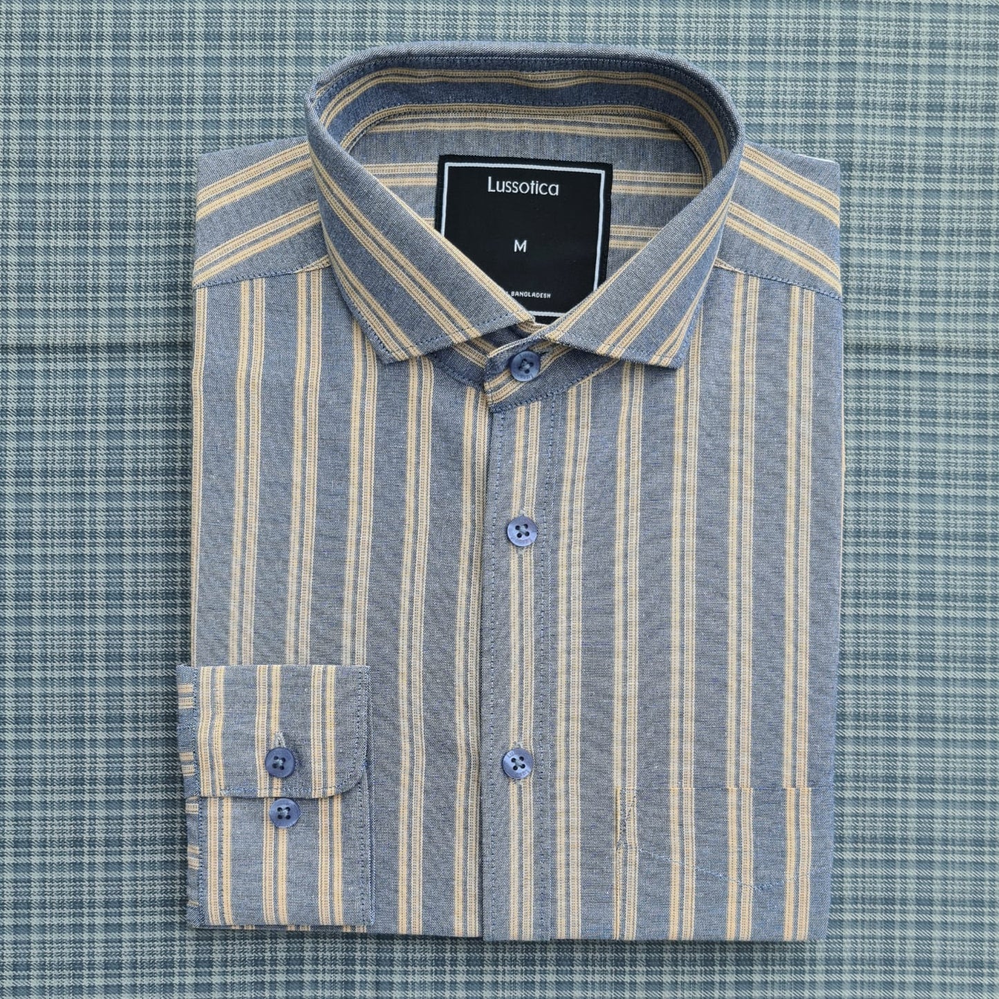 Shirts by Lussotica - Stone Ivory Stripe - Full Sleeve - Cotton
