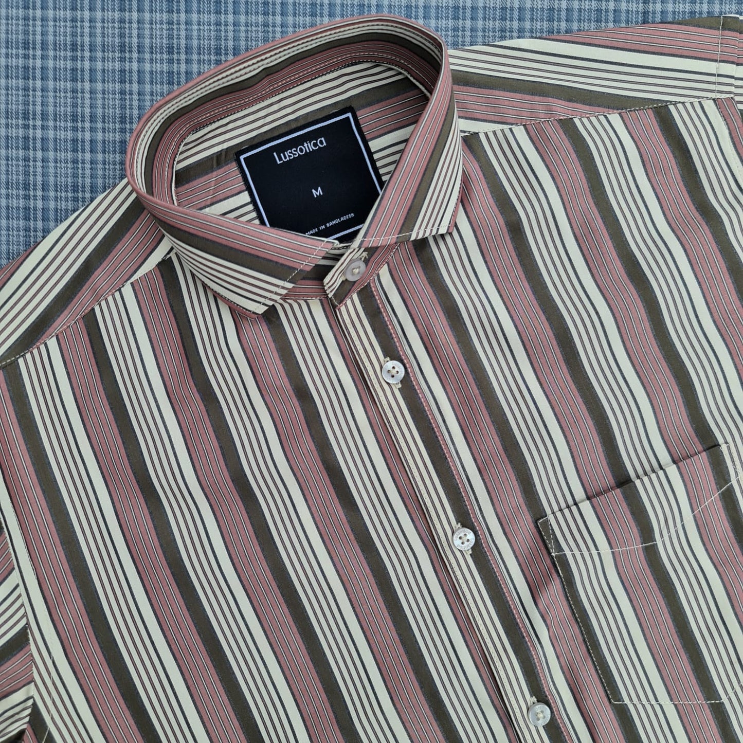 Shirts by Lussotica - New York Coffee Stripe - Full Sleeve - Cotton