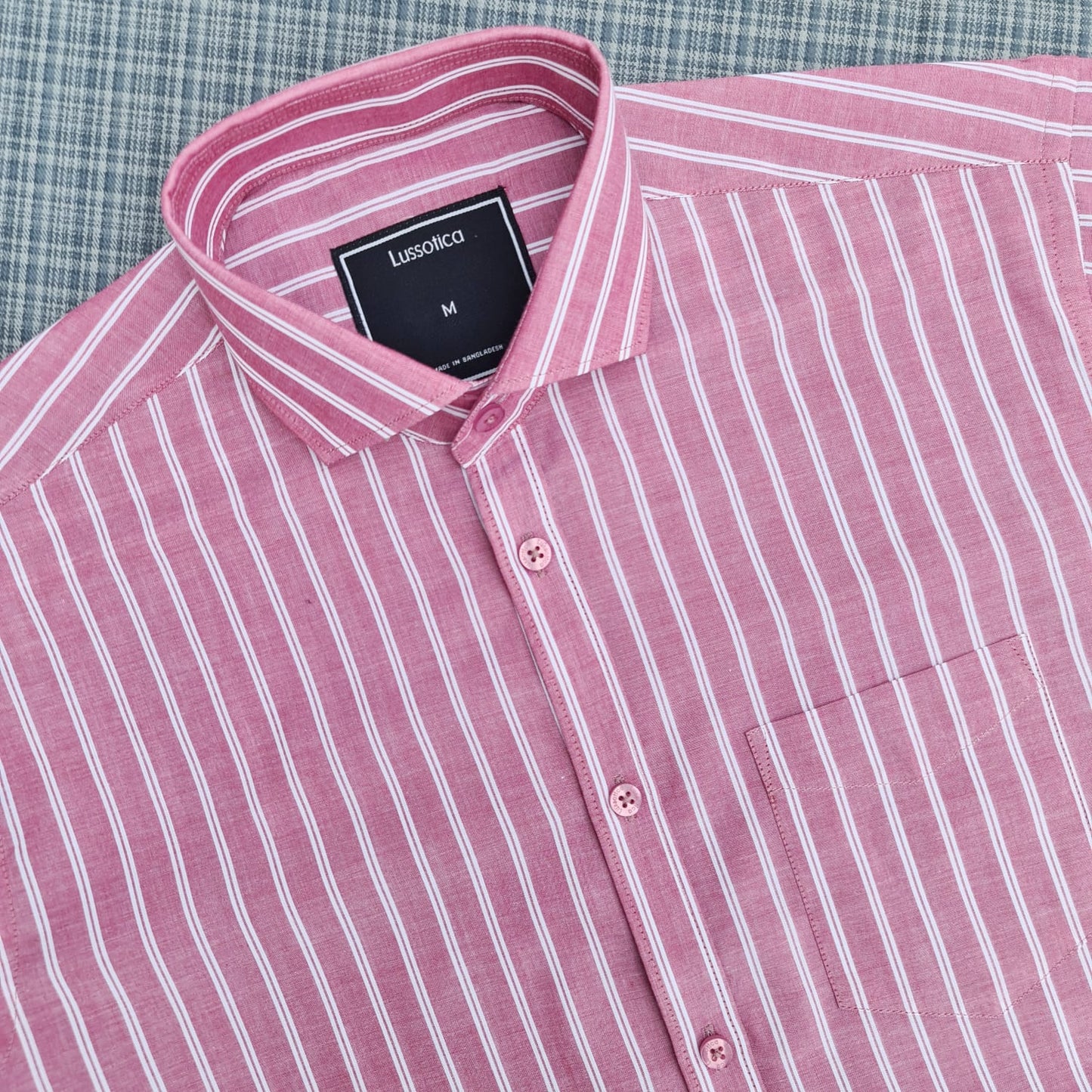 Shirts by Lussotica - Rouge White Stripe - Full Sleeve - Cotton