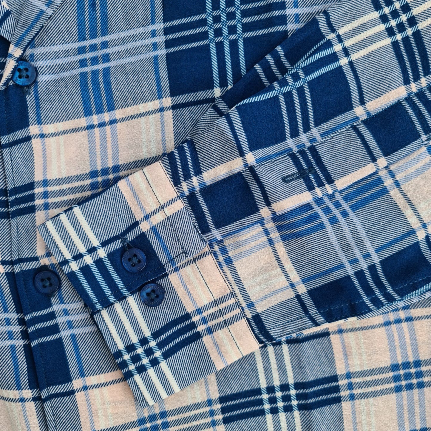 Cubans by Lussotica - Peacock Cream Plaid - Full Sleeve - Lite Georgette