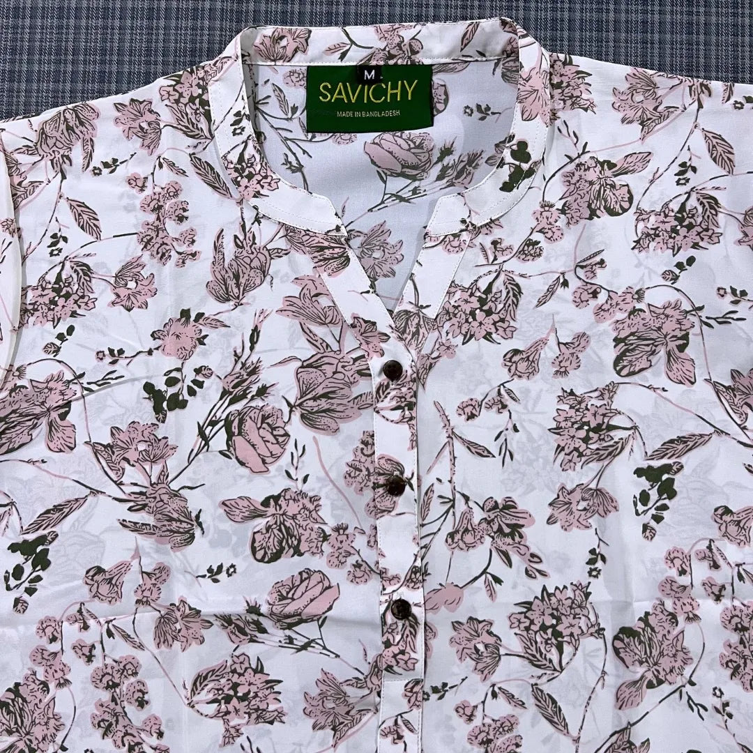 Savichy by Lussotica | Kurti – Pink Floral LU585 – Imported Georgette