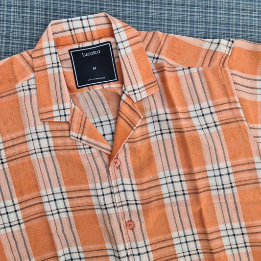 Cubans by Lussotica - Tangerine Plaid - Lite Georgette