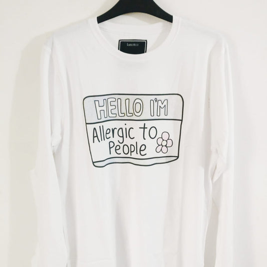 Graphic Tees by Lussotica - White Full Sleeve- Hello- LUSSOTICA