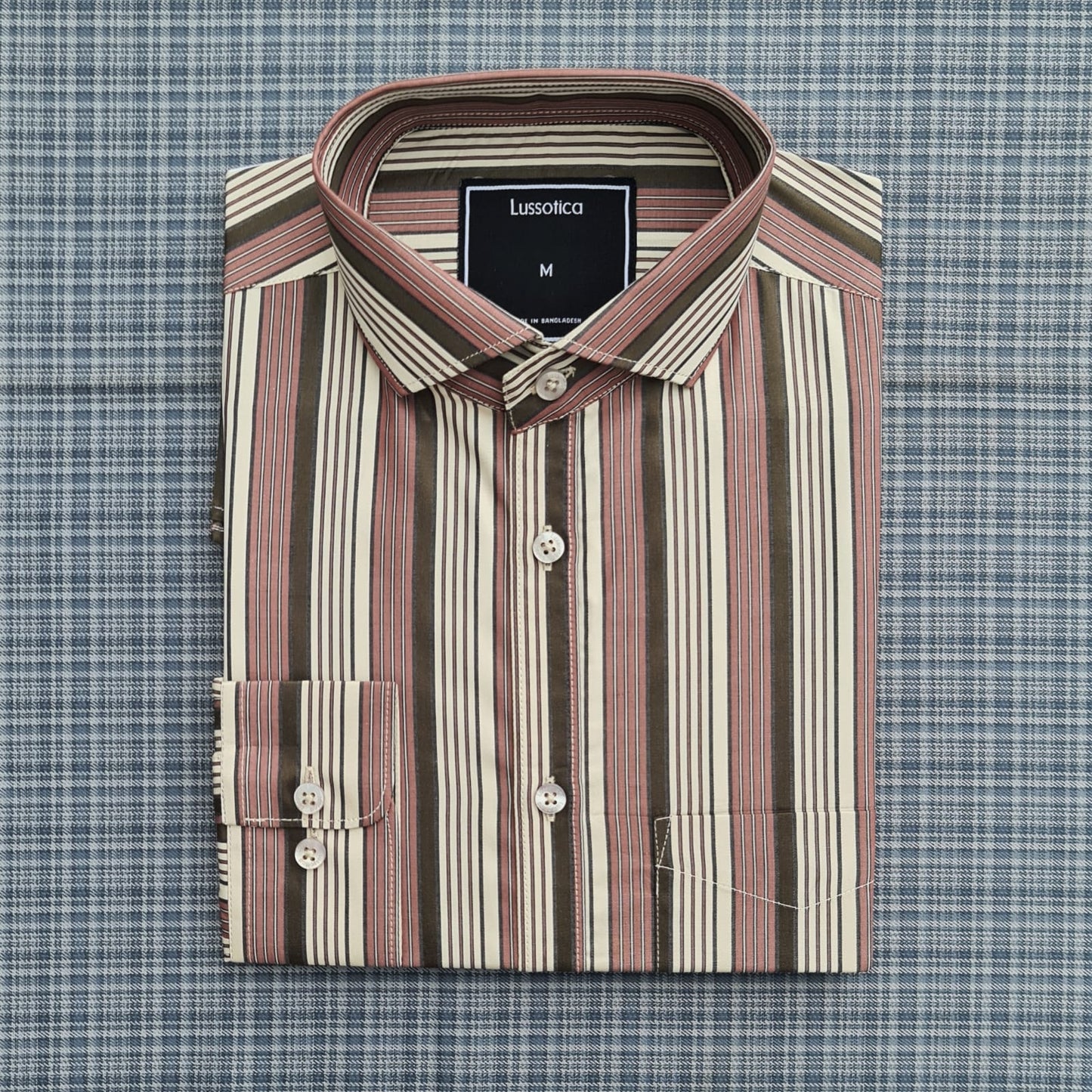 Shirts by Lussotica - New York Coffee Stripe - Full Sleeve - Cotton