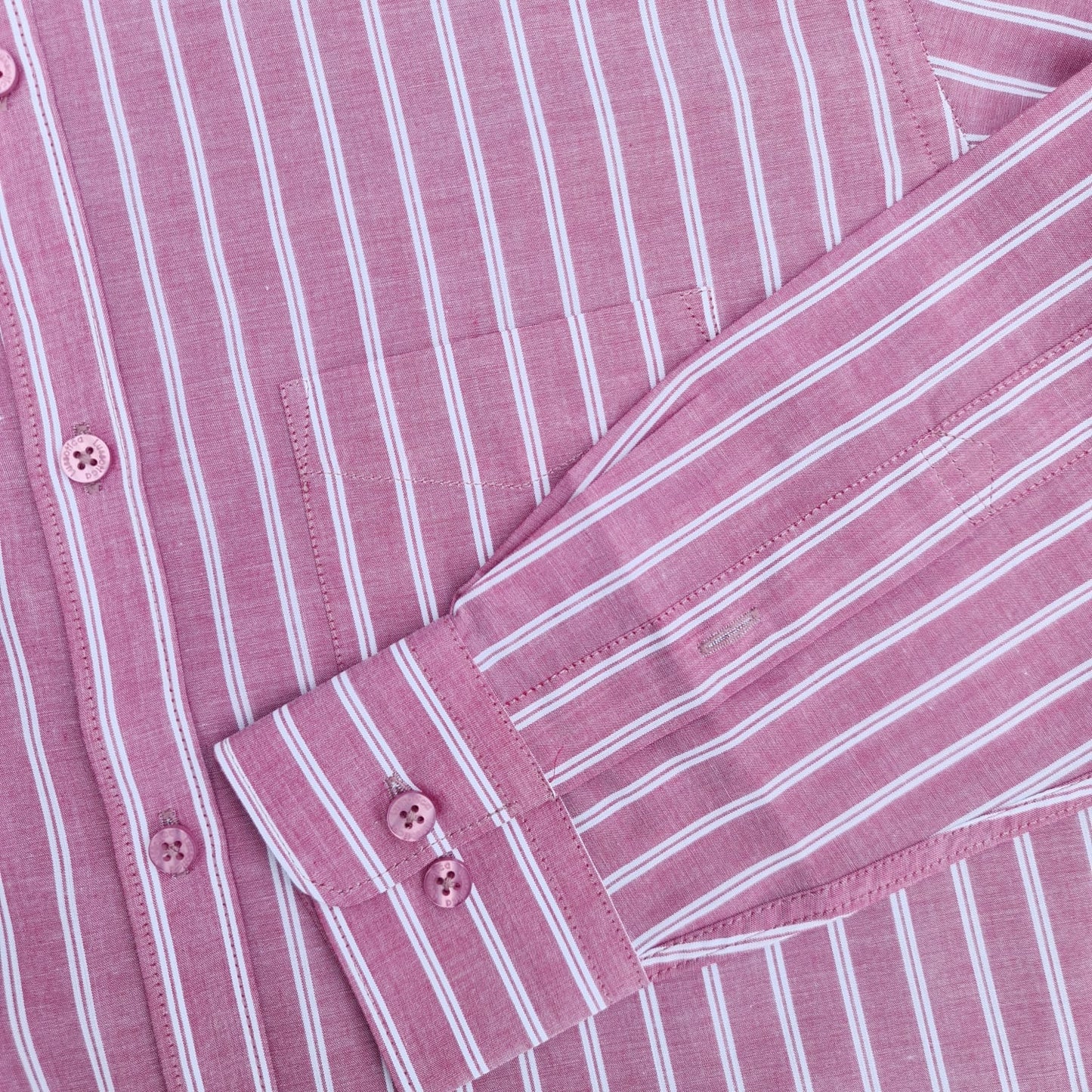 Shirts by Lussotica - Rouge White Stripe - Full Sleeve - Cotton