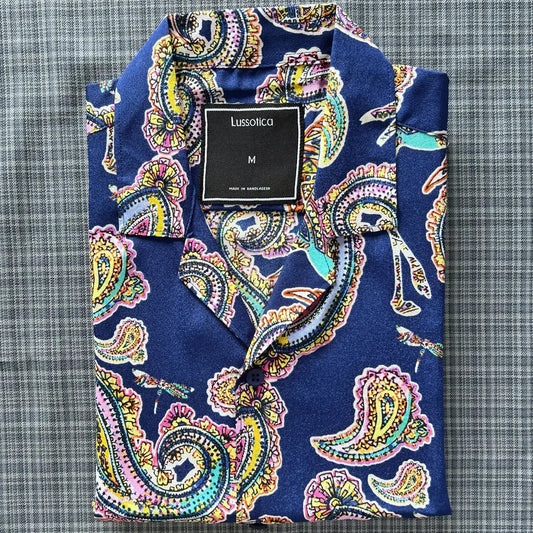 Cubans by Lussotica – Azure Paisley – Short Sleeve